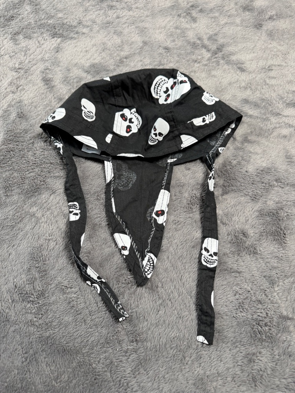 Skull Print Doo Rag Bandana Cotton Black White Red